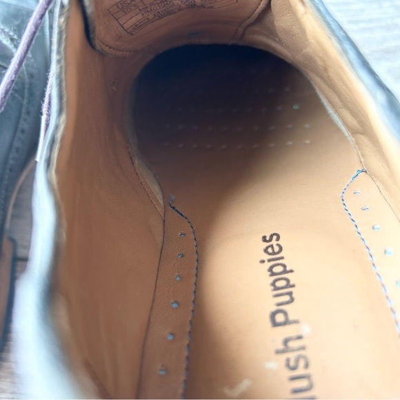 Hush Puppies Black  Distressed Leather Wingtips Oxfords - Picture 12 of 13